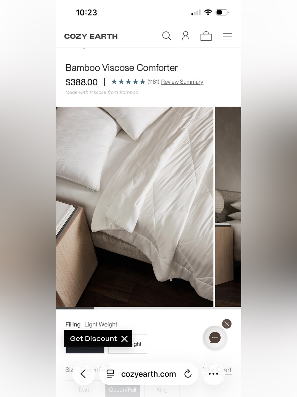 Cozy Earth Bamboo Viscose Comforter Queen Size